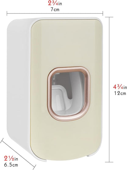 2 Slot Toothbrush Holder and Toothpaste Dispenser Wall Mounted, Automatic Toothpaste Squeezer, 2 in 1 Tooth Brush Toothpaste Organizer for Shower (Ivory Yellow)