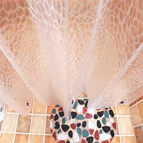 AooHome Clear Extra Long Shower Curtain Liner, 3D Water Cube Modern Vinyl Shower Curtain Design with Bottom Magnets for Bathroom, Heavy Duty, 72x86 Inch, Semi Transparent