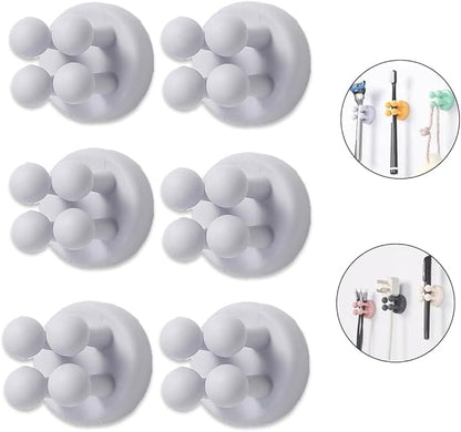 Silicone Toothbrush Holders for Bathrooms - 6 Pcs Grey Wall Mounted Shower Razor Holder