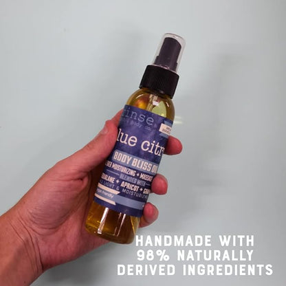 Rinse Bath & Body Blue Citrus Body Oil Moisturizer Spray - Natural Lightweight Fast Absorbing with Squalane, Grapeseed, Apricot & Vitamin E Oil for All Skin Types, 4 fl oz