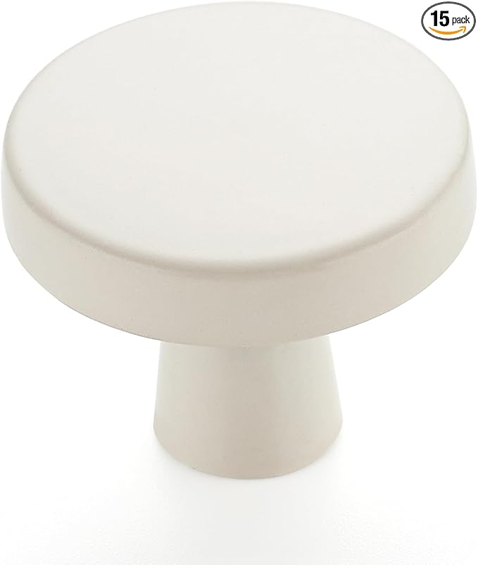 Ravinte 15 Pack Drawer Pulls 1-1/4 Inch White Kitchen Cabinet Knobs Solid Round Dresser Handles for Simple Cupboard Hardware