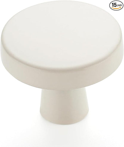 Ravinte 15 Pack Drawer Pulls 1-1/4 Inch White Kitchen Cabinet Knobs Solid Round Dresser Handles for Simple Cupboard Hardware