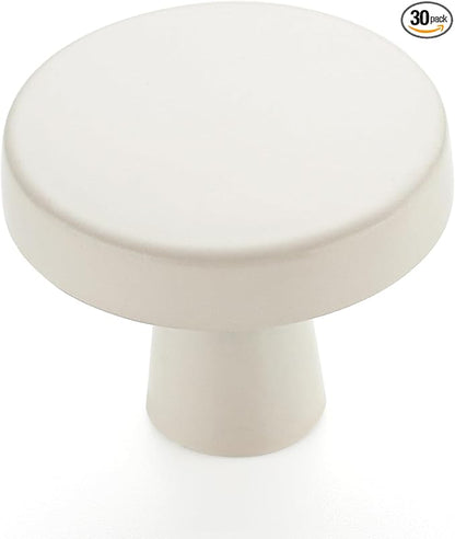 Ravinte 30 Pack Drawer Pulls 1-1/4 Inch Kitchen Cabinet Knobs White Solid Round Dresser Knobs Simple Cabinet Hardware for Cupboard Drawer Handles