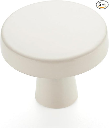 Ravinte 5 Pack Drawer Pulls 1-1/4 Inch Kitchen Cabinet Knobs White Solid Round Dresser Knobs Simple Cabinet Hardware for Cupboard Drawer Handles