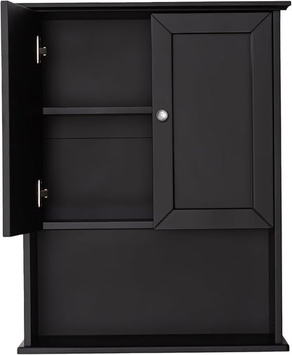 Black Wall Cabinet 24x30 Inch Wooden Over The Toilet Storage Cabinets with 2 Doors, Above Toilet Storage Medicine Cabinets for Bathroom Laundry Room Bedroom Kitchen