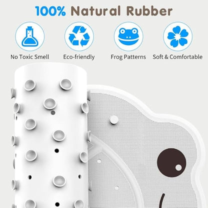 Bathtub Mat Non Slip Kids, Toddler Bath Mat, 30 * 18 Inch Shower Mats for Inside Shower, Rubber Tub Mat no Chemical Smell, Suction Cups for Secure Grip, Fun Patterns, Easy to Clean, Beige
