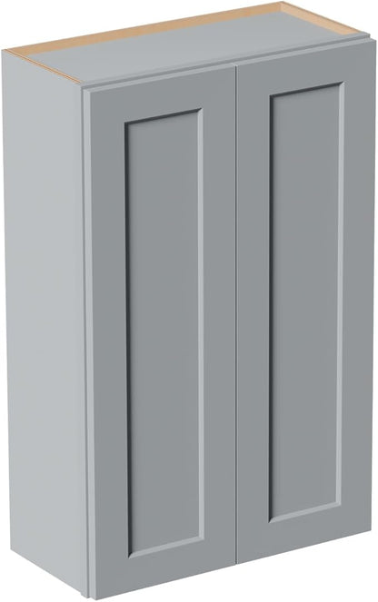 27 Inch Medicine Cabinet Wall Mounted, Solid Wood Over The Toilet Storage Cabinet, Bathroom Organizer Cabinets with 2 Door & 3 Shelves, Easy to Assemble for Laundry Room, Kitchen, Garage - Dark Gray
