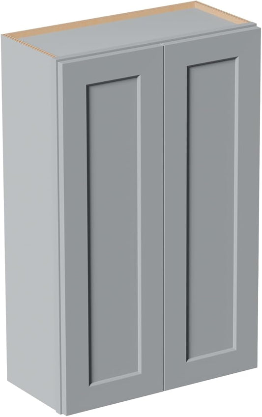 27 Inch Medicine Cabinet Wall Mounted, Solid Wood Over The Toilet Storage Cabinet, Bathroom Organizer Cabinets with 2 Door & 3 Shelves, Easy to Assemble for Laundry Room, Kitchen, Garage - Dark Gray