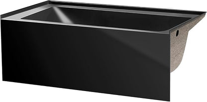 Fine Fixtures Acrylic, Fiberglass Alcove Soaking Bathtub with Integral Apron Front - Drain Included (48" x 32", Right Hand, Black)