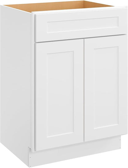 ROOMTEC Bathroom Cabinet, 27'' Free Standing Single Bathroom Vanity with 1 False Drawer and 2 Doors,Morden Bathroom Sink Vanity Storage Cabinet, Shaker White