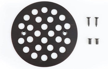 4-1/4 Inch Screw-in Round Floor Drain Cover Replacement Shower Drainer Grates (Oil Rubbed Bronze)