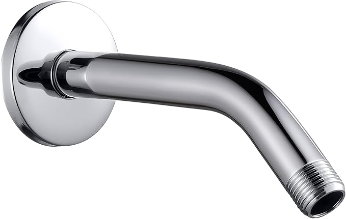Cobbe Shower Arm with Flange and Teflon Tape, 6-Inches Wall Mounted Shower Pipe Arm 304 Stainless Steel Extension for Fixed Shower Head, Chrome