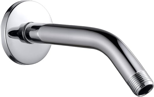 Cobbe Shower Arm with Flange and Teflon Tape, 6-Inches Wall Mounted Shower Pipe Arm 304 Stainless Steel Extension for Fixed Shower Head, Chrome
