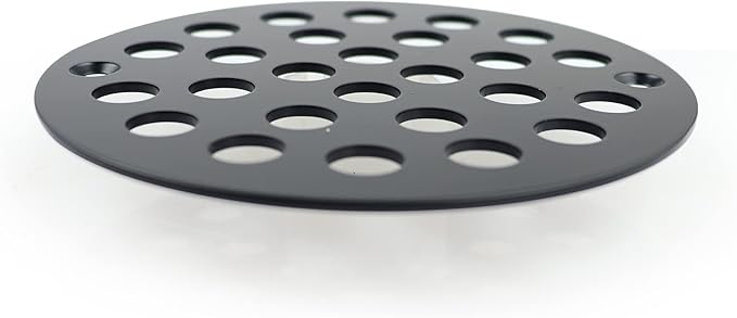 4 Inch Screw-in Round Shower Drain Cover Replacement Floor Drainer with Screws (Black)