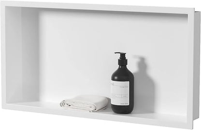 Neodrain White Recessed Shower Niche Shelf Bathroom Cabinet in Wall (Inner Size 24" X 12"x4") Stainless Steel No Tile Needed Wall Niche for Bathroom Storage