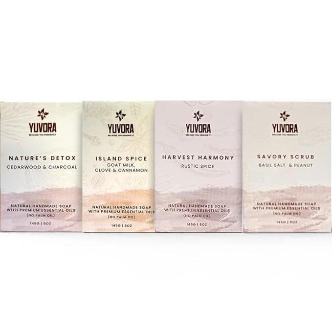 4 Pcs Men Natural Handmade Body Soaps 5 OZ Pack Set Rugged Essence Long lasting Luxurious Scents with Natural Ingredients Fragrance – Sulfate & Paraben Free, Vegan Soaps