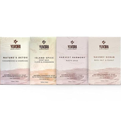 4 Pcs Men Natural Handmade Body Soaps 5 OZ Pack Set Rugged Essence Long lasting Luxurious Scents with Natural Ingredients Fragrance – Sulfate & Paraben Free, Vegan Soaps
