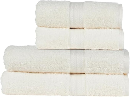 Christy Renaissance 4 Piece Cream Towel Set | 100% Egyptian Cotton | Luxury Bathroom Towels | Soft and Super Absorbent | 675 GSM | 2 Bath 2 Hand | Parchment
