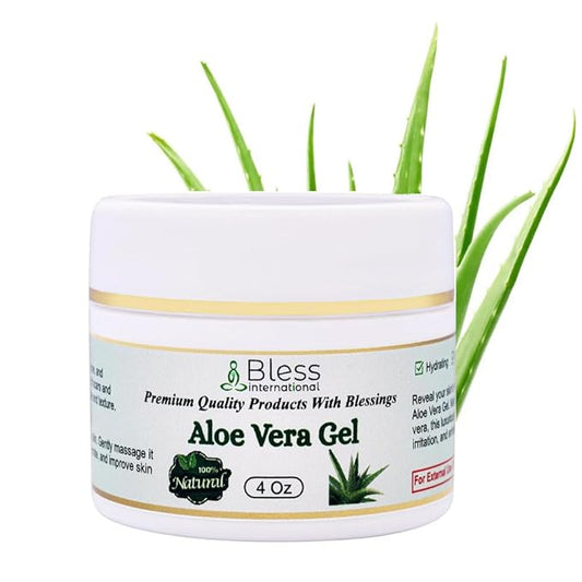 Bless International-Organic-Aloe-Vera-Gel 96%-Pure-Freshly-Made-Within-12-Hours-Of-Harvest Perfect-For-Face-Body-Scalp-&-Hair-Hydration Soothing-Moisturizer-For-Sunburn-And-After-Sun-Care-4-oz