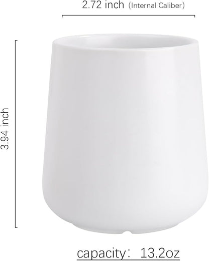 BosilunLife Bathroom Toothbrush Holder - Ceramic Toothbrush Cup Holder 13Oz White Toothbrush Holder for Bathroom Toothbrush and Toothpaste Holder for Bathroom Vanity Countertop, Ideal for Home, Hotel