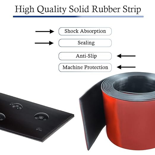 Neoprene Rubber Strips Self Adhesive Solid Rubber Sheets, Rolls & Strips for DIY Gaskets Crafts Pads Seals Warehouse Flooring Neoprene Sheet with Adhesive Backing (6" Wide x 1/5" Thick x 20' Long)