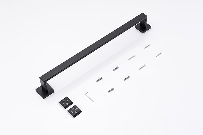 10 Pack Matte Black Bathroom Hardware Set - SUS304 Stainless Steel Wall-Mounted Towel Bar, Holder & Racks, 23.6 Inch