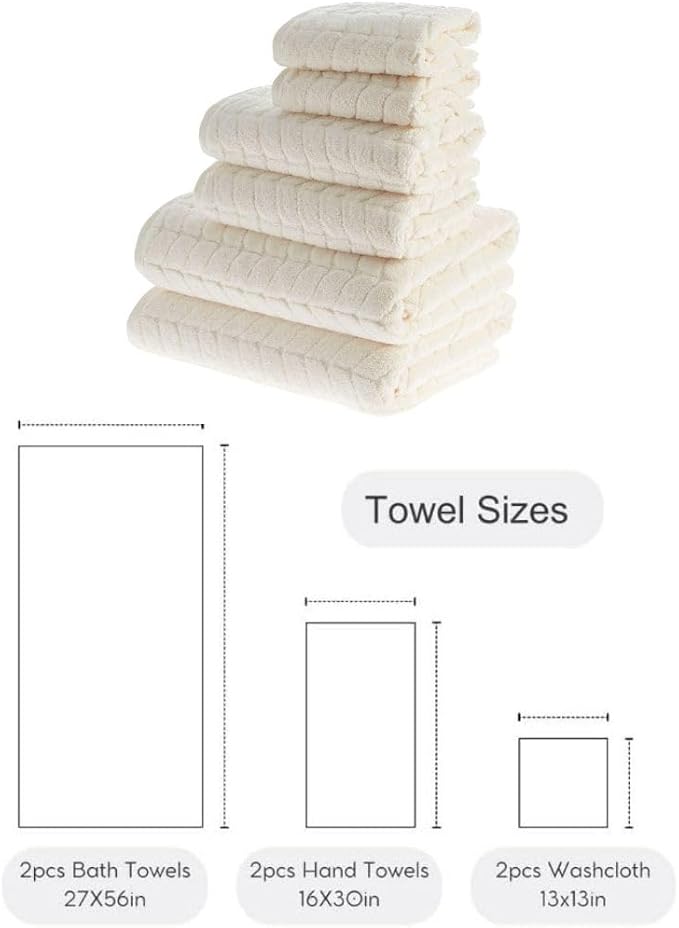 BAGNO MILANO Turkish Cotton Ultra-Soft Plush Absorbent Quick Dry Bathroom Towel Set, Made in Turkey (Gray, 6 pcs Towel Set)