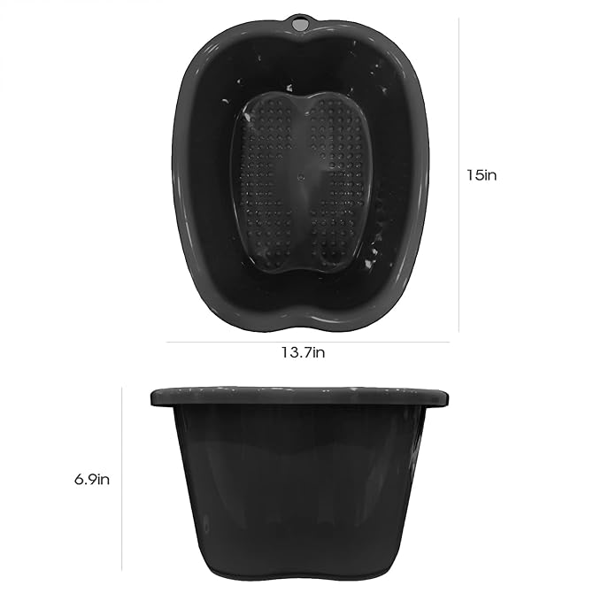 Foot Soaking Bath Basin, Large Size Feet Massager Tub, At Home Spa Pedicure Treatment (FBBlack3)