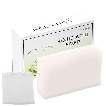 Kojic Acid Soap Bars with Retinol, Collagen, Vitamin C, Fresh Coconut Scent for Face and Body, Moisturizes, Smooth and Evenly Radiant (1 Pack)