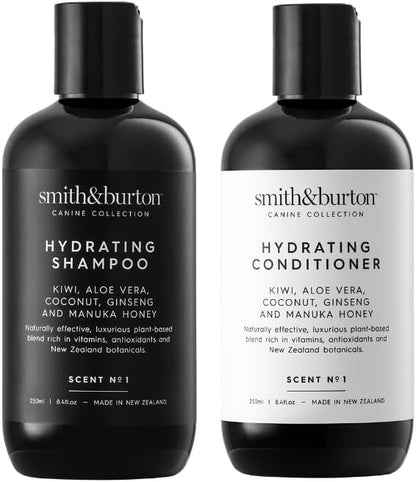 smith&burton Hydrating Dog & Cat Shampoo And Conditioner Duo Set, Natural Moisturizing Coat Care That Replenishes, Softens And Enhances Silky Smooth Shine, Scent No.1, 8.4 Fl oz / 250ml Each