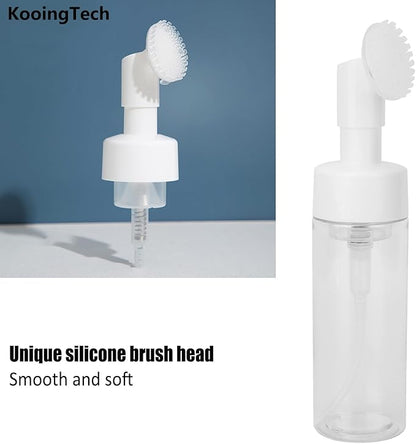 150ML Foam Pump Bottle with Brush, Lotion Dispensing Bottle, Plastic Facial Cleansing Foam Bottle, Portable Facial Cleanser Dispenser(150ML)