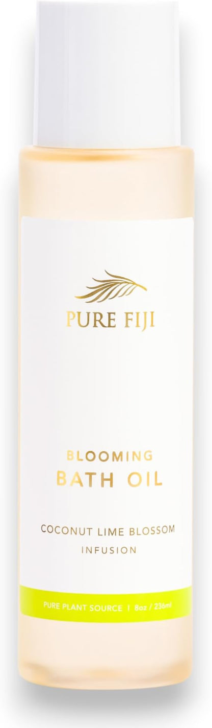 Pure Fiji Bath Oil, Conditioning Body Moisturizer with Natural Ingredients Bath Essential for Women Moisturizing Bath & Body Oil - Coconut Lime Blossom (8oz/236ml)
