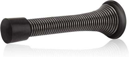 HOMOTEK 1 Pack Oil Rubbed Bronze Spring Door Stops,3-1/8” Heavy Duty Door Stop - Flexible Spring Door Stopper with Low Mounted Black Rubber Bumper Tips