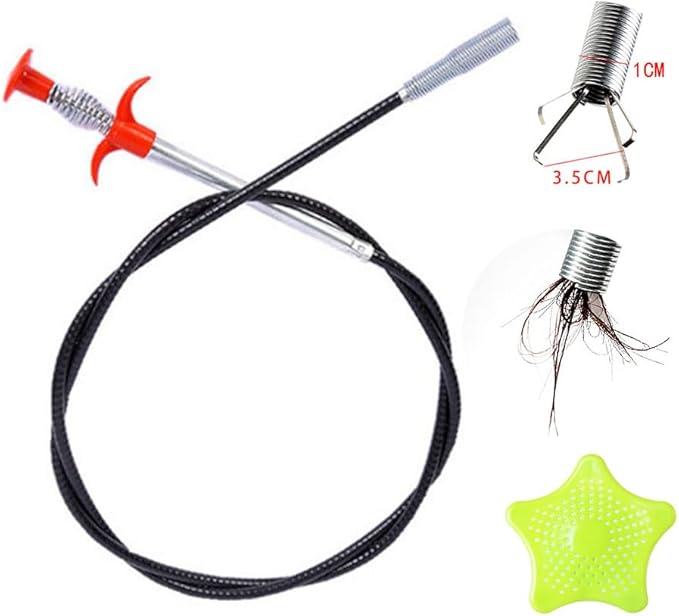 63 inch Drain Clog Remover Flexible Snake Sink Hair Cleaner Toilet Shower Drain Hair Catcher Extra Strength Grabber Claw Pick Up Reacher Tool With 4 Claws For Bathroom Bathtub + Silicone Sink Strainer
