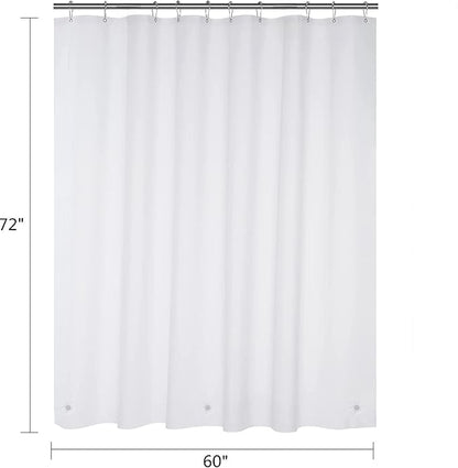 White Stall Shower Curtain Liner 60 x 72 inch Plastic Shower Liner Washable Inside Small Shower Curtain Liner PEVA Shower Curtains for Bathroom with Magnets and Rustproof Metal Grommet Holes