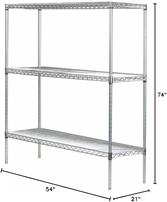 Omega 21" Deep x 54" Wide x 74" High 3 Tier Chrome Starter Shelving Unit