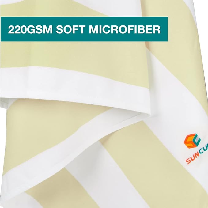 SUN CUBE Microfiber Sand Free Beach Towel - Quick Dry Fast Absorbent Lightweight Towel for Travel Beach Swim Pool Camping Packable Compact Oversized Towel, Sand Resistant - Beige Cream, 60x30 Inches