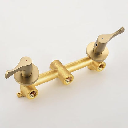 2 Handle Shower Faucet Set with Tub Spout Bathtub Shower Faucet Combo Set Shower System Complete Tub and Shower Trim Kit Brushed Gold Wall Mounted Shower Fixtures