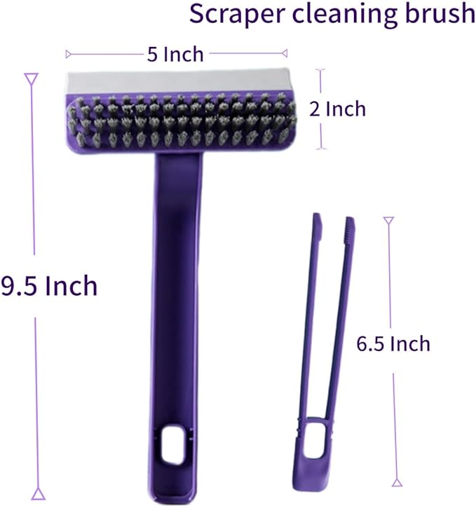 Multi-Purpose Cleaning Brush Stiff-Bristle Kitchen Cleaning Brush with Squeegee, Debris Picker and Scraper, Suitable for Bathroom, Floor and Window, Sink, Bathtub and Tile Grout Cleaning Tools