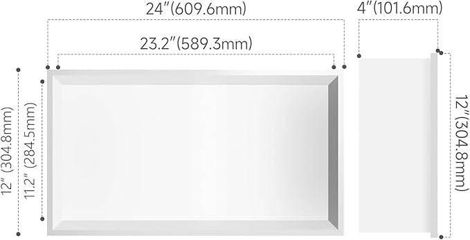 12" X 24" Stainless Steel Shower Niche Insert Tile Ready, Niche for Shower Wall, Recessed Shelf No Tile Needed for Bathroom Storage, White