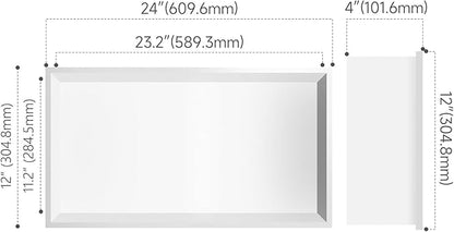 12" X 24" Stainless Steel Shower Niche Insert Tile Ready, Niche for Shower Wall, Recessed Shelf No Tile Needed for Bathroom Storage, White