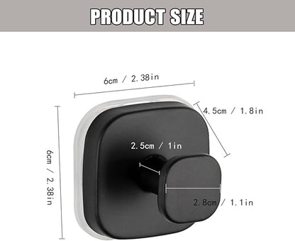 4Pcs Square Suction Cup Hook, 304 Stainless Steel Shower Hook, Removable Suction Cup Knob for Shower, Bathroom, Kitchen, Glass Door, Mirror (Black)