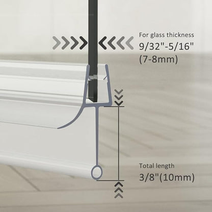 Frameless Shower Door Bottom Seal, 2 Pcs Shower Door Sweep, Shower Door Seal Strip for 5/16" Glass, Stop Shower Leaks and Create a Water Barrier 31.5" Long Sweep