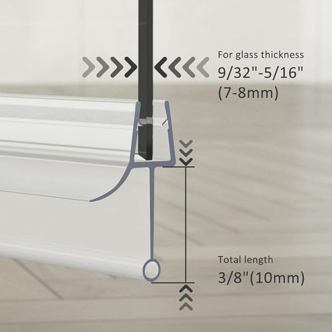 Frameless Shower Door Bottom Seal, 4 Pcs Shower Door Seal Strip for 5/16" Glass Shower Door Sweep, Stop Shower Leaks and Create a Water Barrier 31.5" Long Sweep