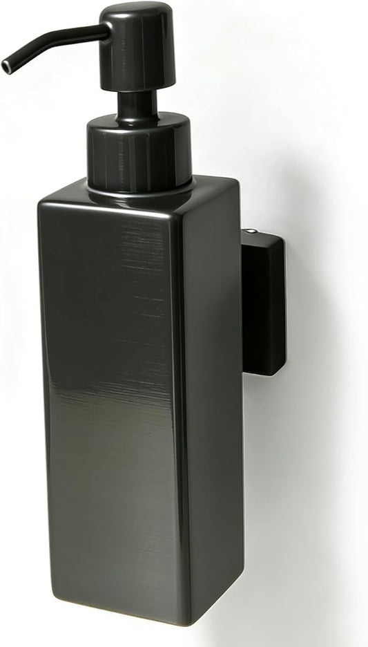 Black Soap Dispenser, Wall-Mounted 304 Stainless Steel Liquid Soap Dispenser for Kitchen and Bathroom