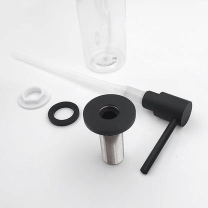 Deck Mounted Brass Kitchen Sink Soap Dispenser or Lotion Dispenser with 17OZ Above The Sink Refillable Bottle(Matte Black)