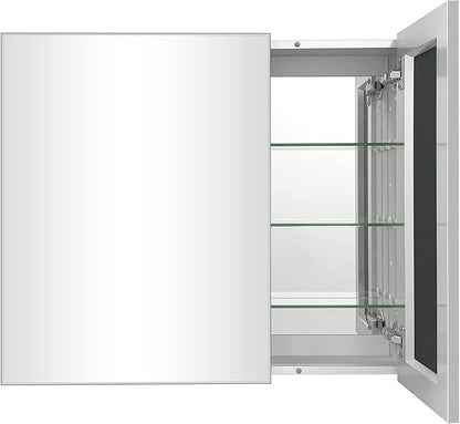 Aluminum Bathroom Medicine Cabinet with Mirror Door, 30"×26" Wall-mountable and Recessed-in Mirror Cabine, Bathroom Mirror Cabinet, 2 Doors Medicine Cabinet Organizer