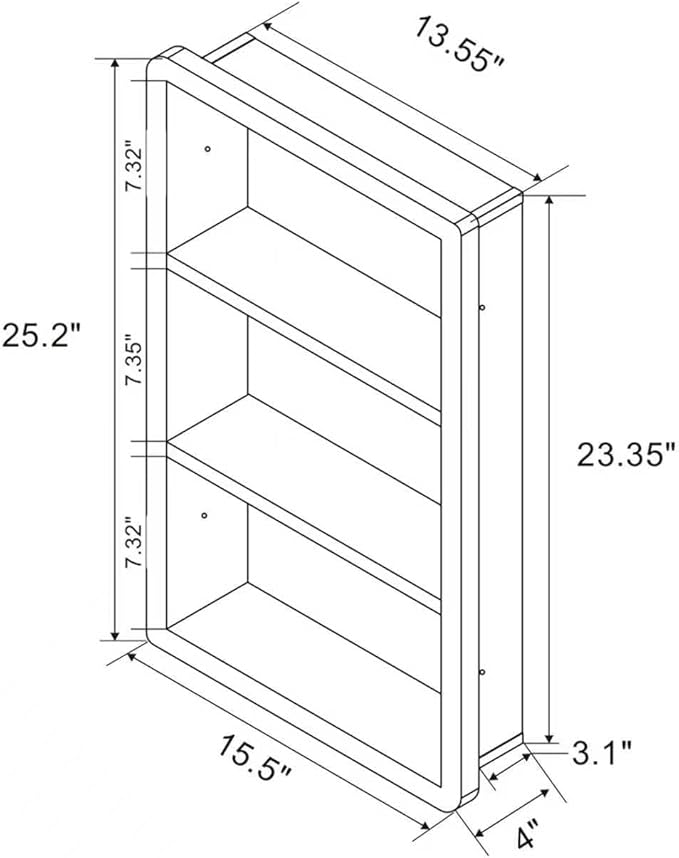 Recessed Medicine Cabinet No Mirror - 14x24 Bathroom Storage Wall Cabinet with 2 Shelves, 304 Stainless Steel Shower Niche, Matte White Waterproof for Bathroom, Toilet, Vanity