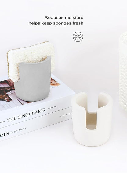 Diatomite Sponge Holder, Dish Sponge Stand for Kitchen Countertop, Stone Sponge Caddy Organizer, Face Sponge Holder, Cream