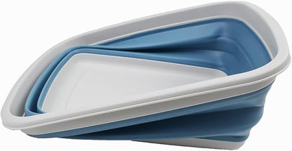 SAMMART 10L (2.6 Gallons) Collapsible Tub - Foldable Dish Tub - Portable Washing Basin - Space Saving Plastic Washtub (Grey/Steel Blue, 1)